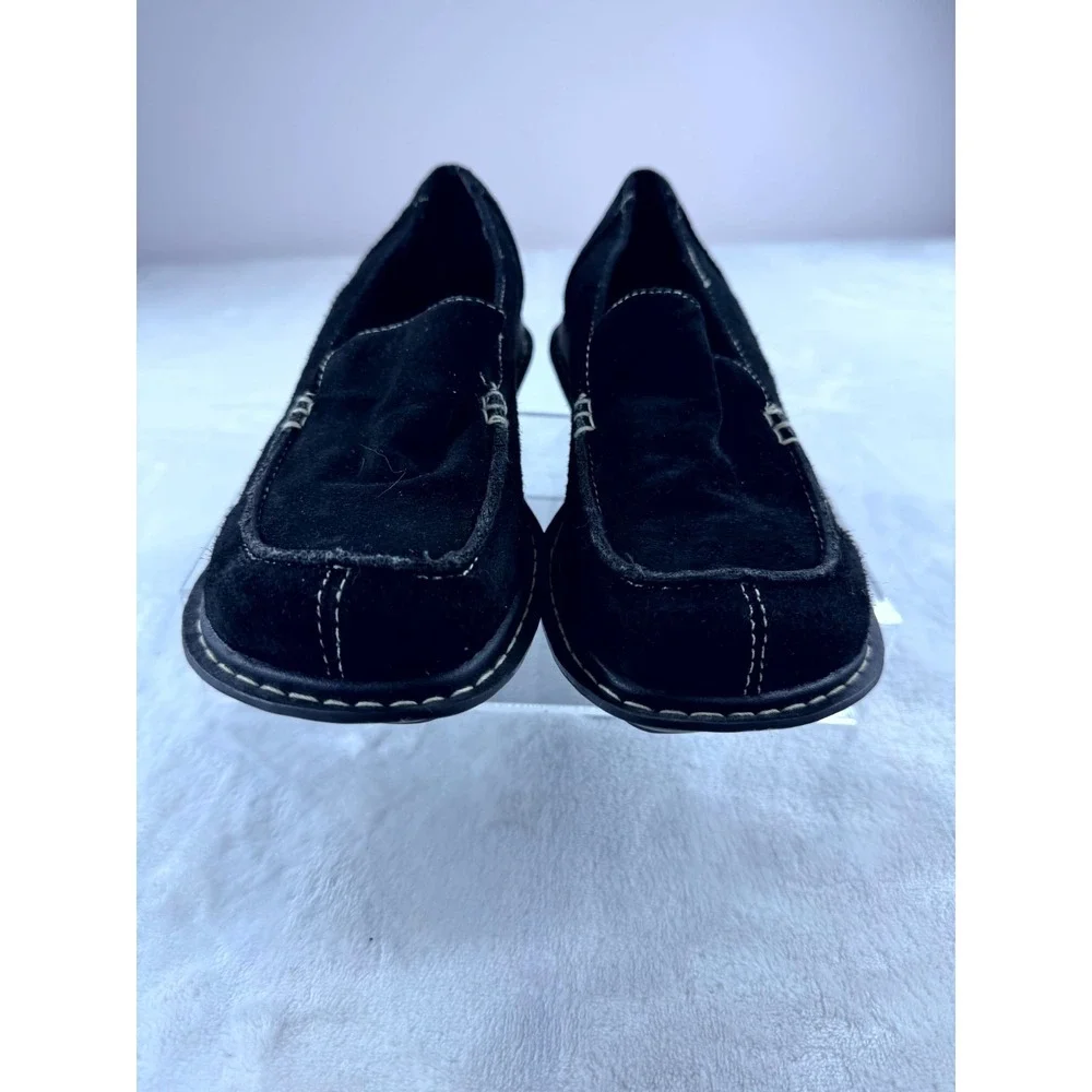 Passports‎ Loafers Shoes Women's 8m Black Suede Leather Slip-On Moc Toe Comfort